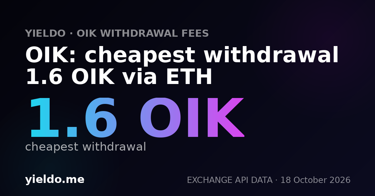OIK: cheapest withdrawal 1.6 OIK via ETH