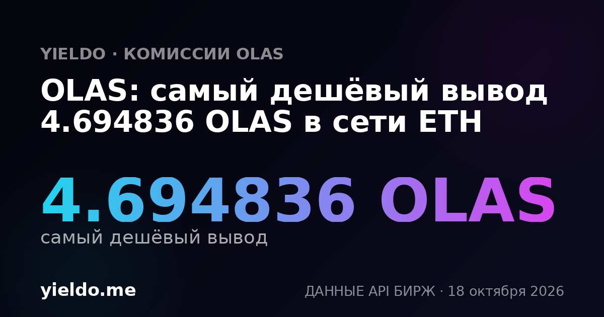 OLAS: самый дешёвый вывод 4.694836 OLAS в сети ETH