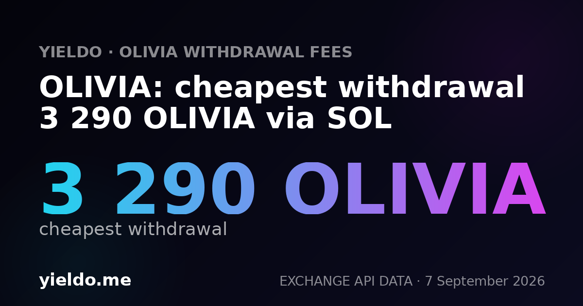 OLIVIA: cheapest withdrawal 3 290 OLIVIA via SOL