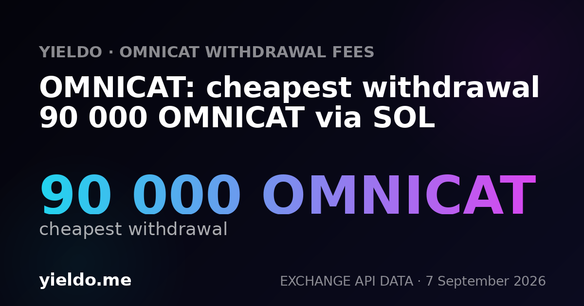 OMNICAT: cheapest withdrawal 90 000 OMNICAT via SOL