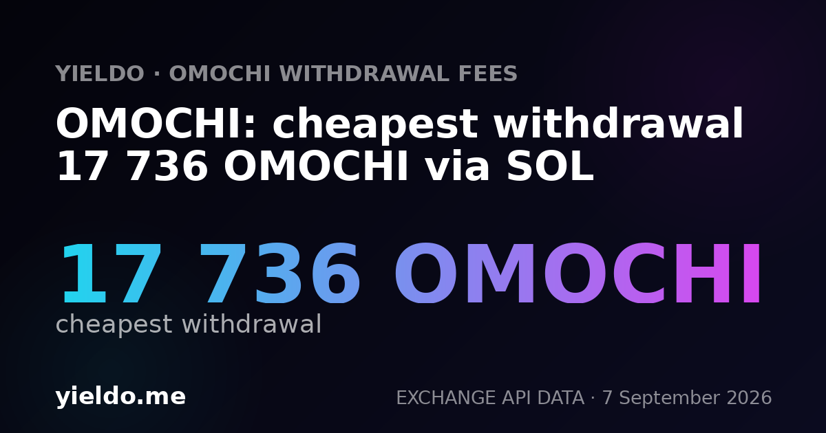 OMOCHI: cheapest withdrawal 17 736 OMOCHI via SOL