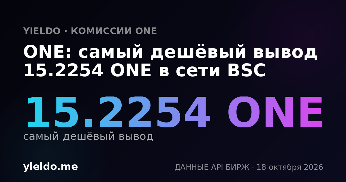 ONE: самый дешёвый вывод 15.2254 ONE в сети BSC