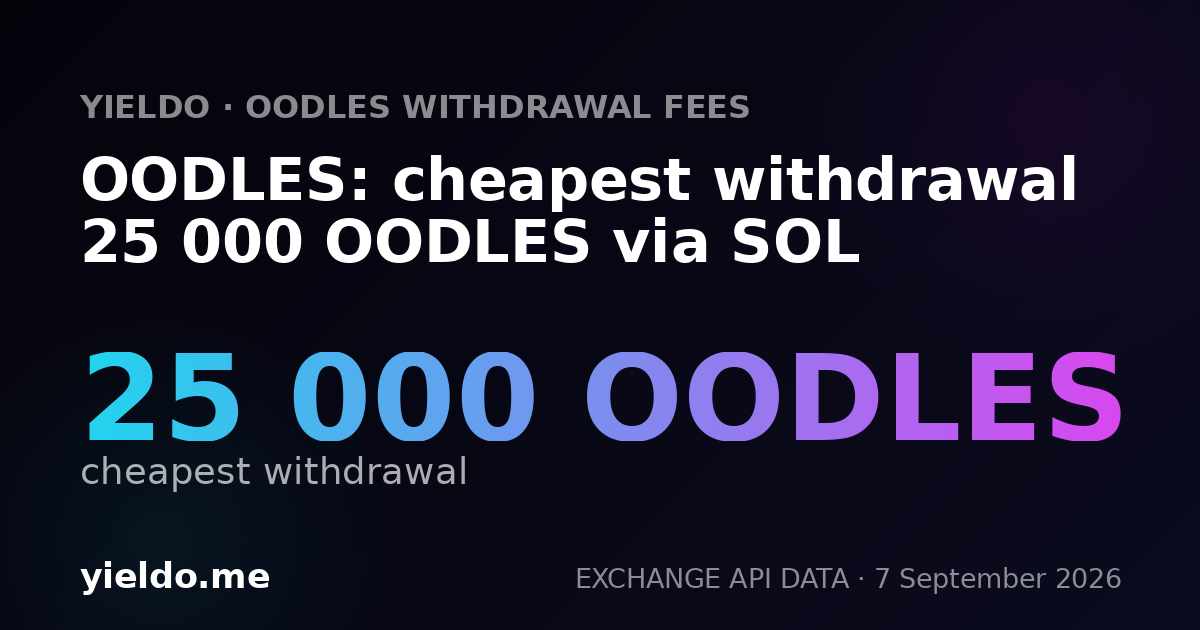 OODLES: cheapest withdrawal 25 000 OODLES via SOL