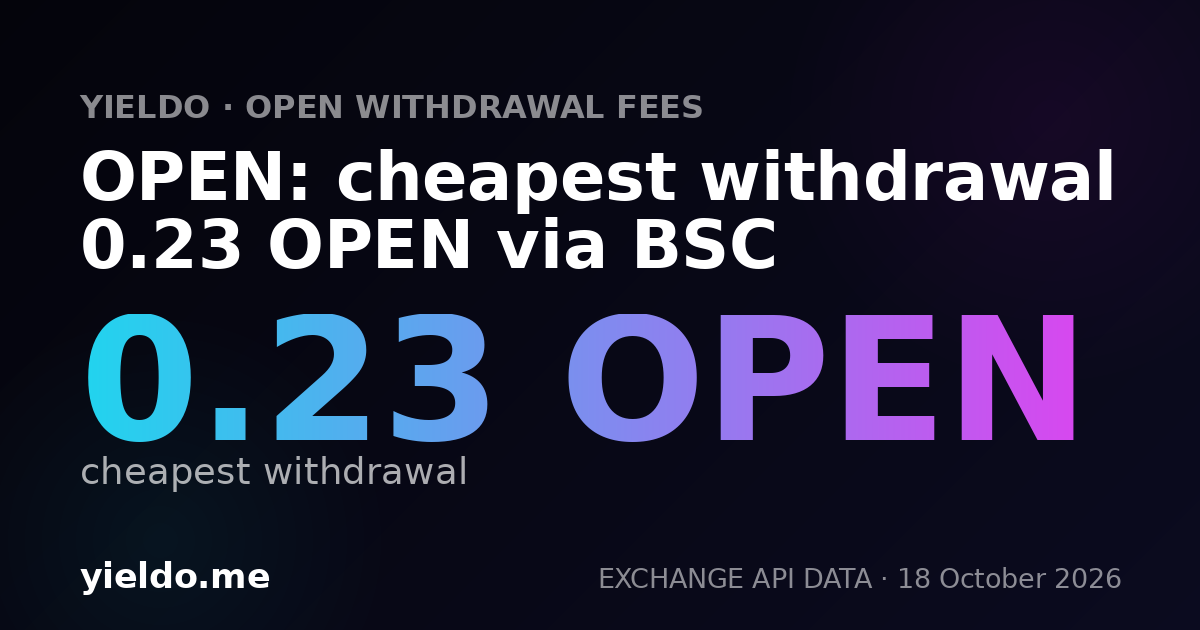 OPEN: cheapest withdrawal 0.23 OPEN via BSC