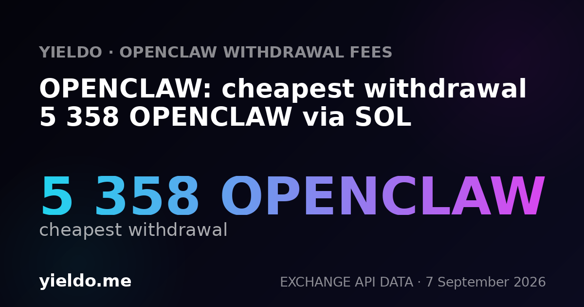 OPENCLAW: cheapest withdrawal 5 358 OPENCLAW via SOL