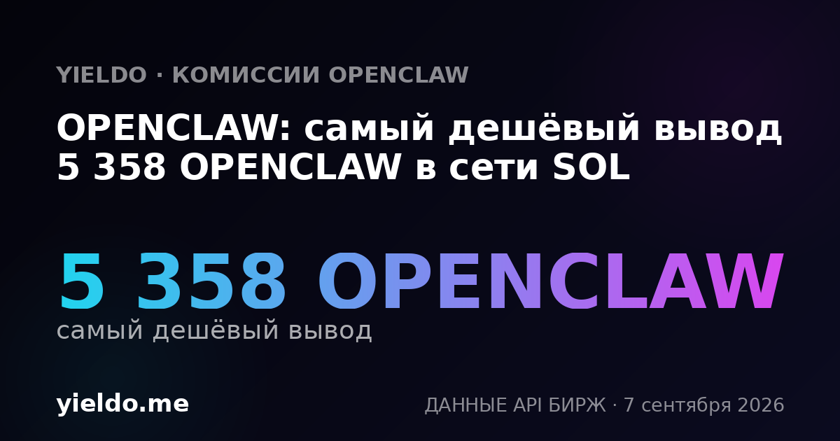 OPENCLAW: самый дешёвый вывод 5 358 OPENCLAW в сети SOL