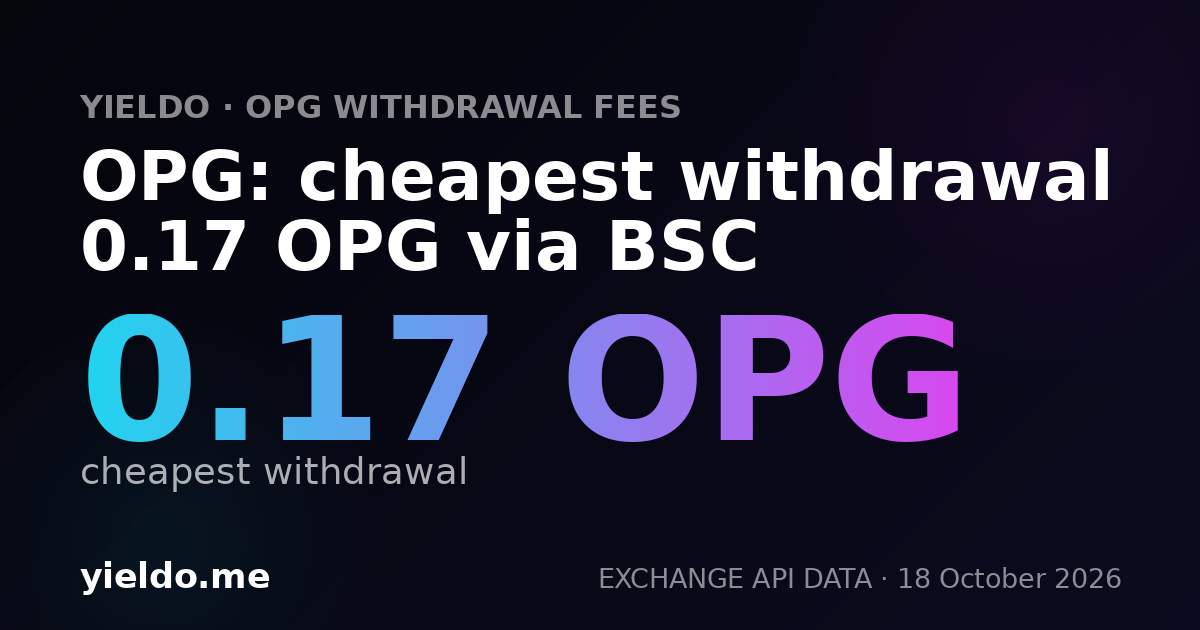 OPG: cheapest withdrawal 0.17 OPG via BSC