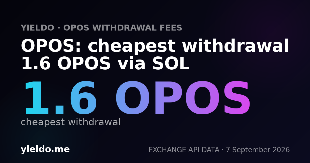 OPOS: cheapest withdrawal 1.6 OPOS via SOL