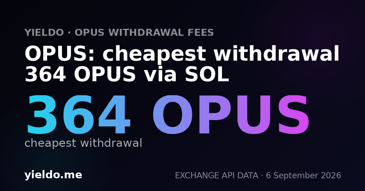 OPUS: cheapest withdrawal 364 OPUS via SOL