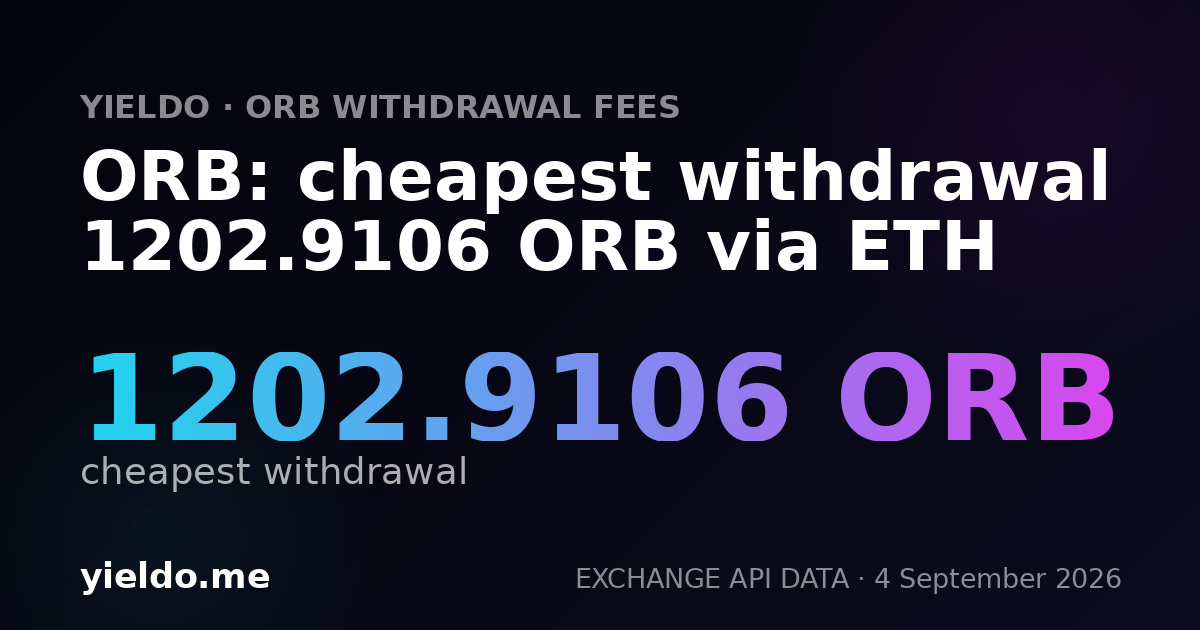 ORB: cheapest withdrawal 1202.9106 ORB via ETH