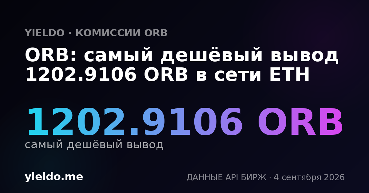 ORB: самый дешёвый вывод 1202.9106 ORB в сети ETH
