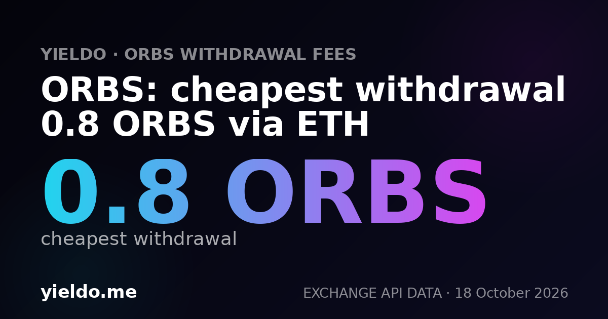 ORBS: cheapest withdrawal 0.8 ORBS via ETH