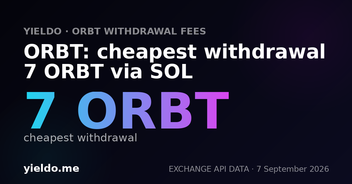ORBT: cheapest withdrawal 7 ORBT via SOL