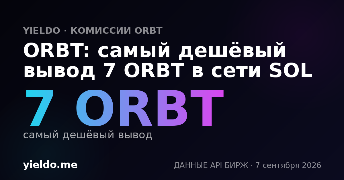 ORBT: самый дешёвый вывод 7 ORBT в сети SOL