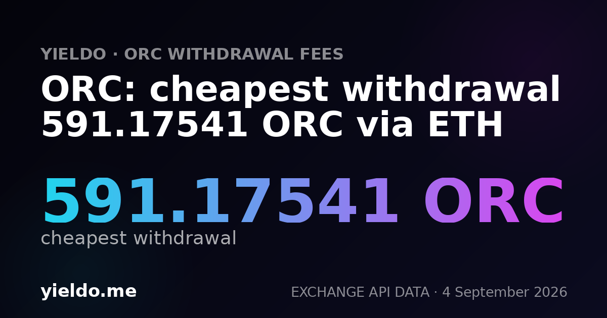 ORC: cheapest withdrawal 591.17541 ORC via ETH