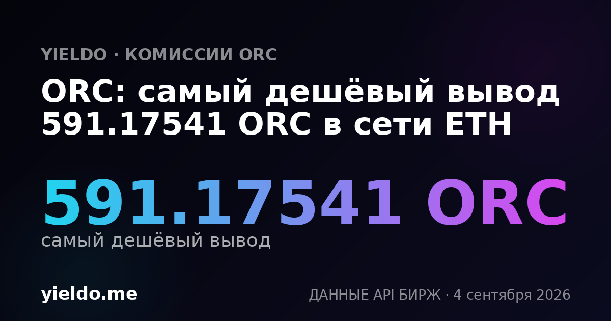 ORC: самый дешёвый вывод 591.17541 ORC в сети ETH