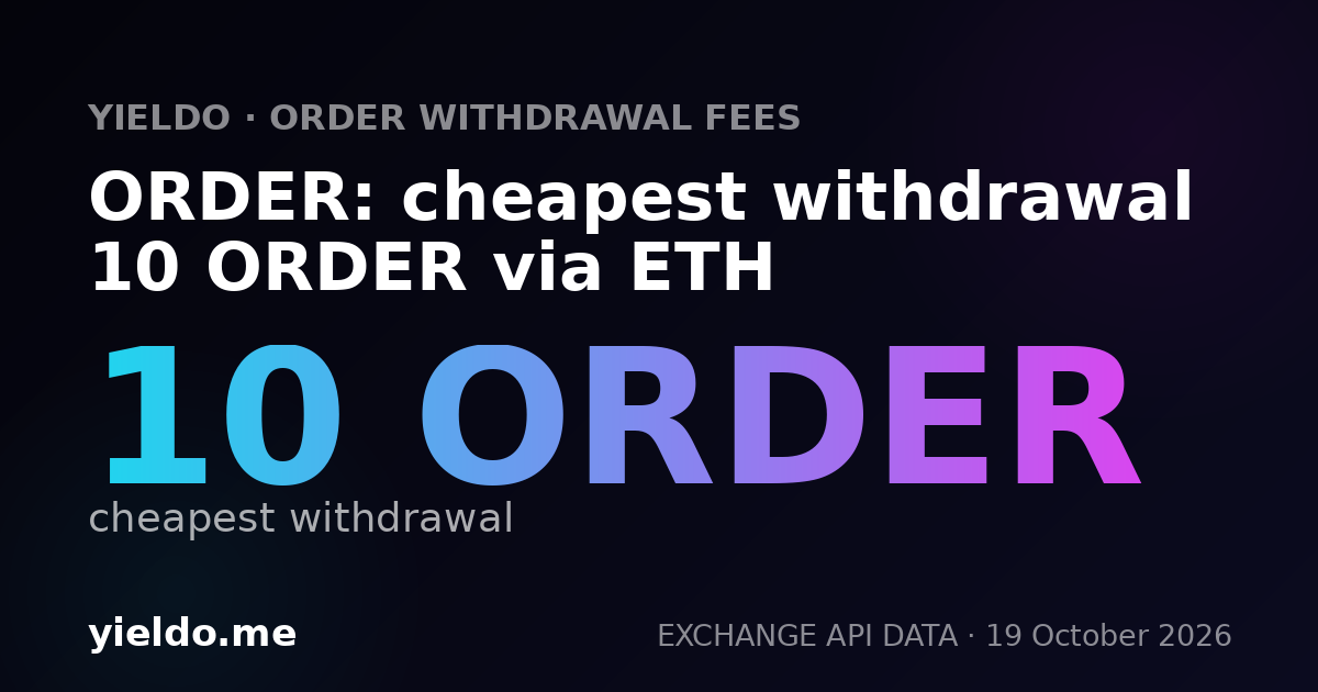 ORDER: cheapest withdrawal 10 ORDER via ETH
