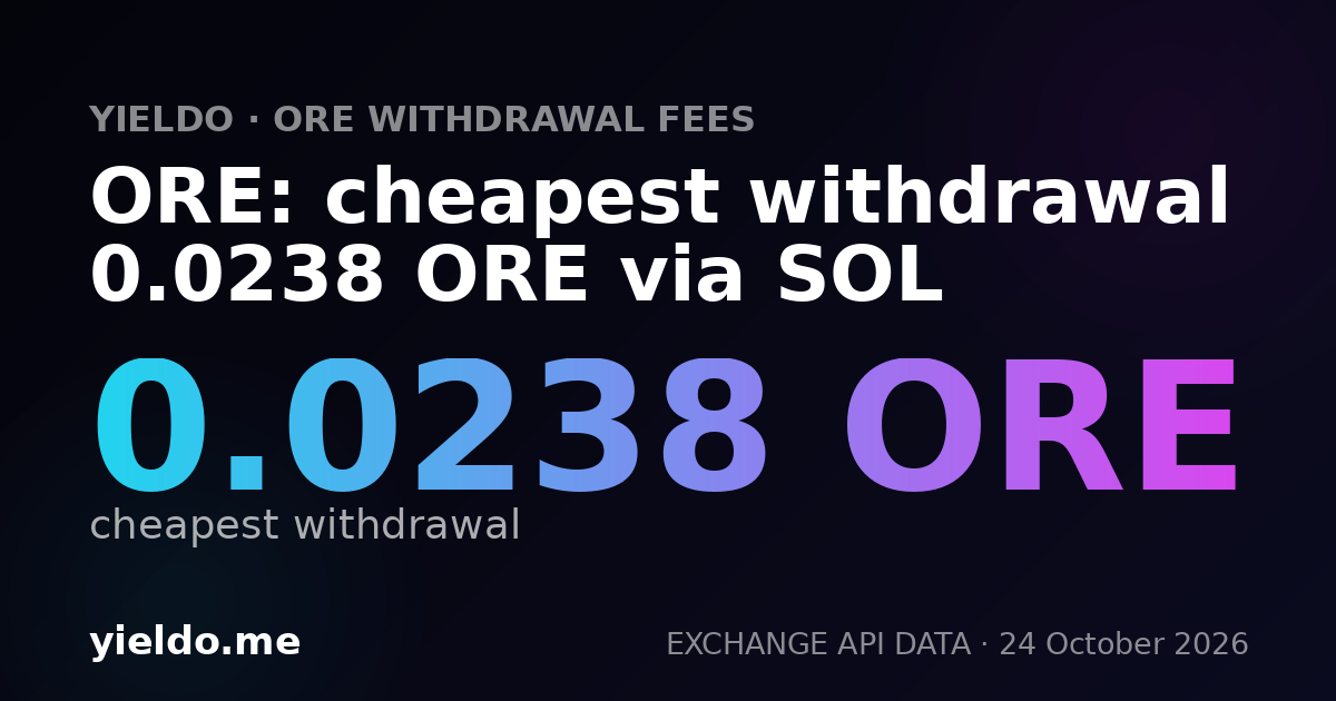 ORE: cheapest withdrawal 0.0238 ORE via SOL
