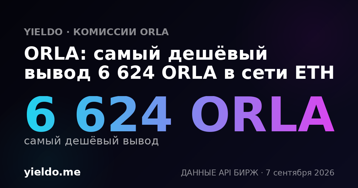 ORLA: самый дешёвый вывод 6 624 ORLA в сети ETH