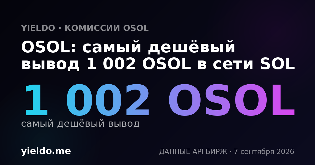 OSOL: самый дешёвый вывод 1 002 OSOL в сети SOL