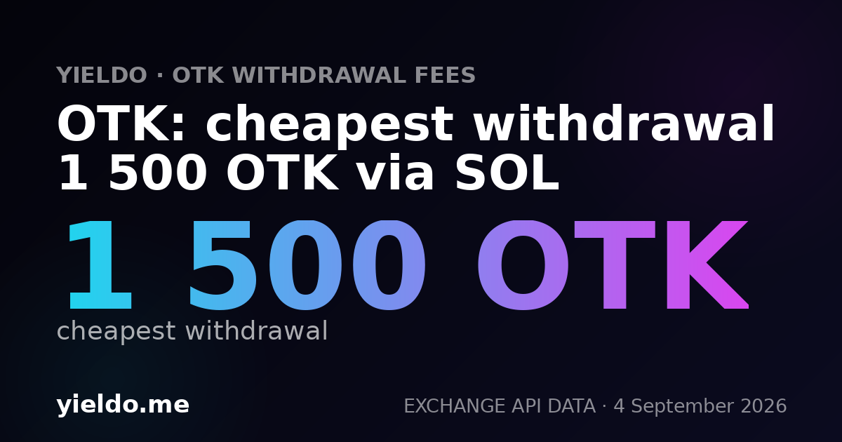 OTK: cheapest withdrawal 1 500 OTK via SOL