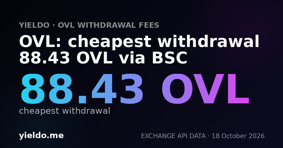 OVL: cheapest withdrawal 88.43 OVL via BSC