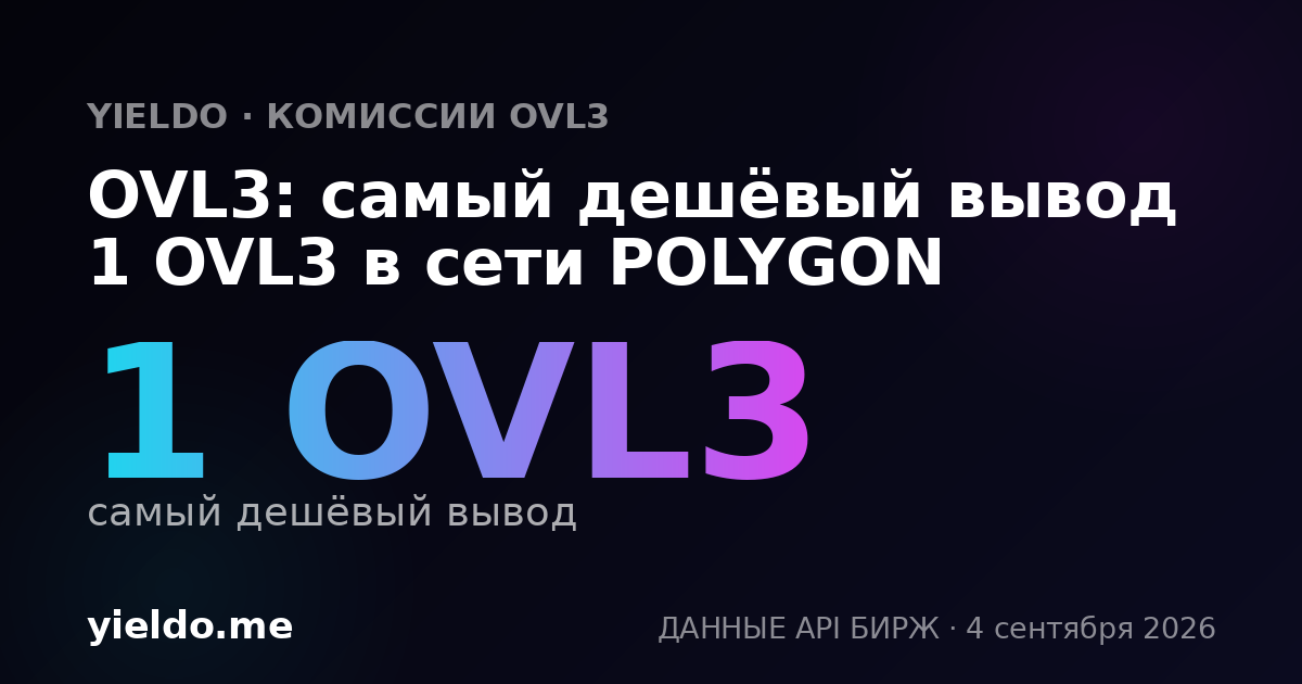 OVL3: самый дешёвый вывод 1 OVL3 в сети POLYGON