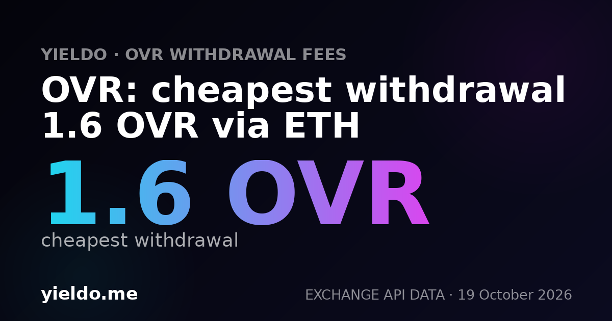 OVR: cheapest withdrawal 1.6 OVR via ETH