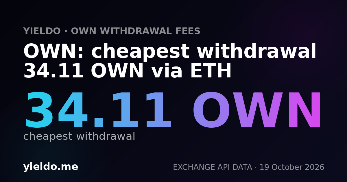 OWN: cheapest withdrawal 34.11 OWN via ETH
