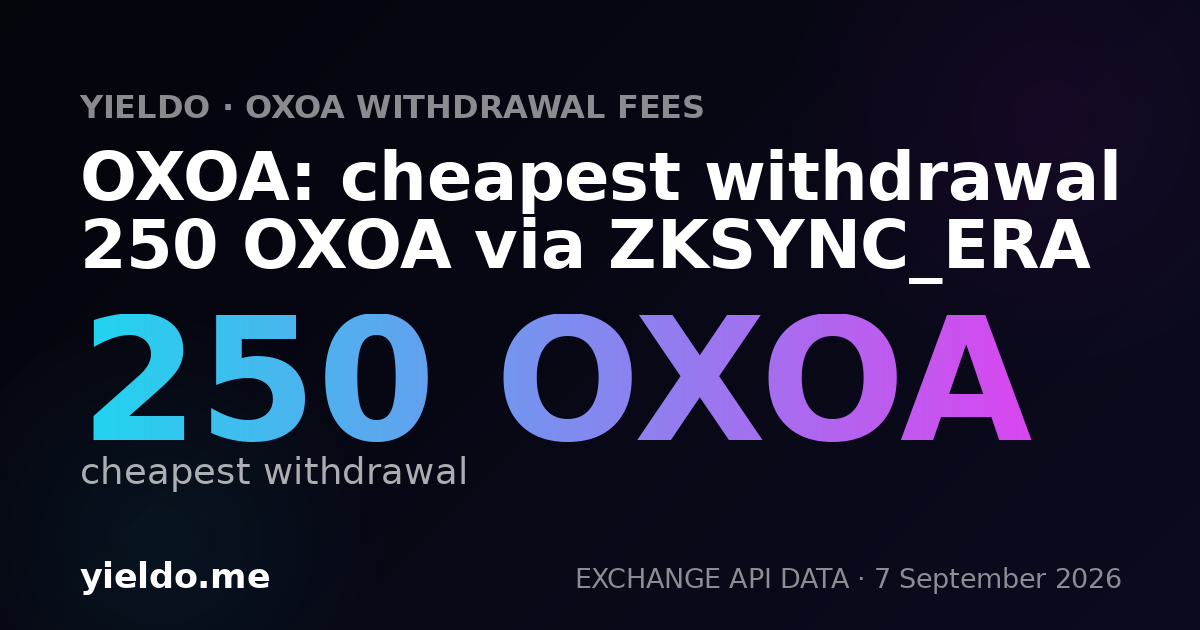 OXOA: cheapest withdrawal 250 OXOA via ZKSYNC_ERA