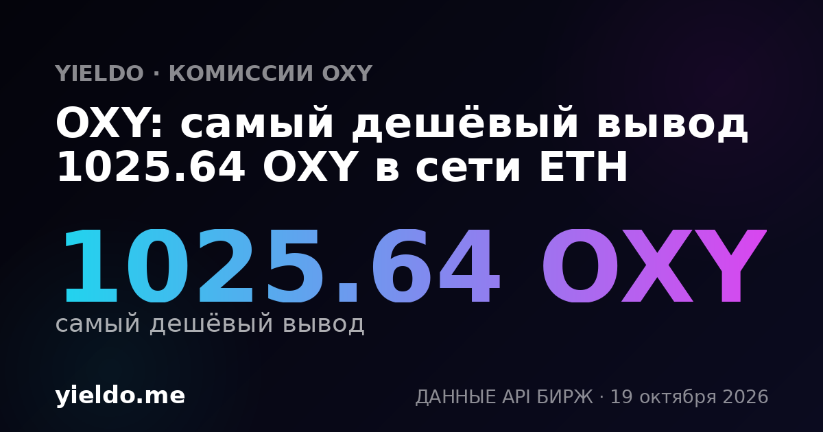 OXY: самый дешёвый вывод 1025.64 OXY в сети ETH