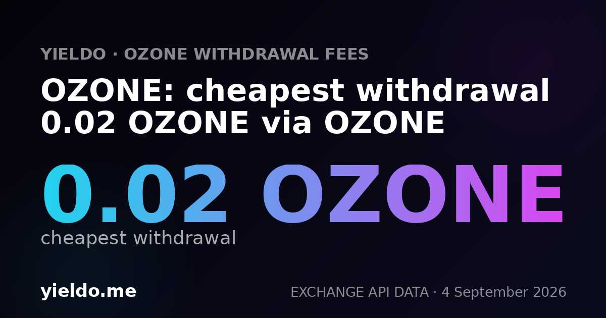 OZONE: cheapest withdrawal 0.02 OZONE via OZONE