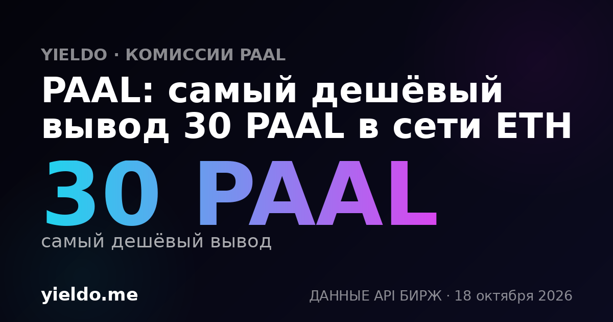 PAAL: самый дешёвый вывод 30 PAAL в сети ETH