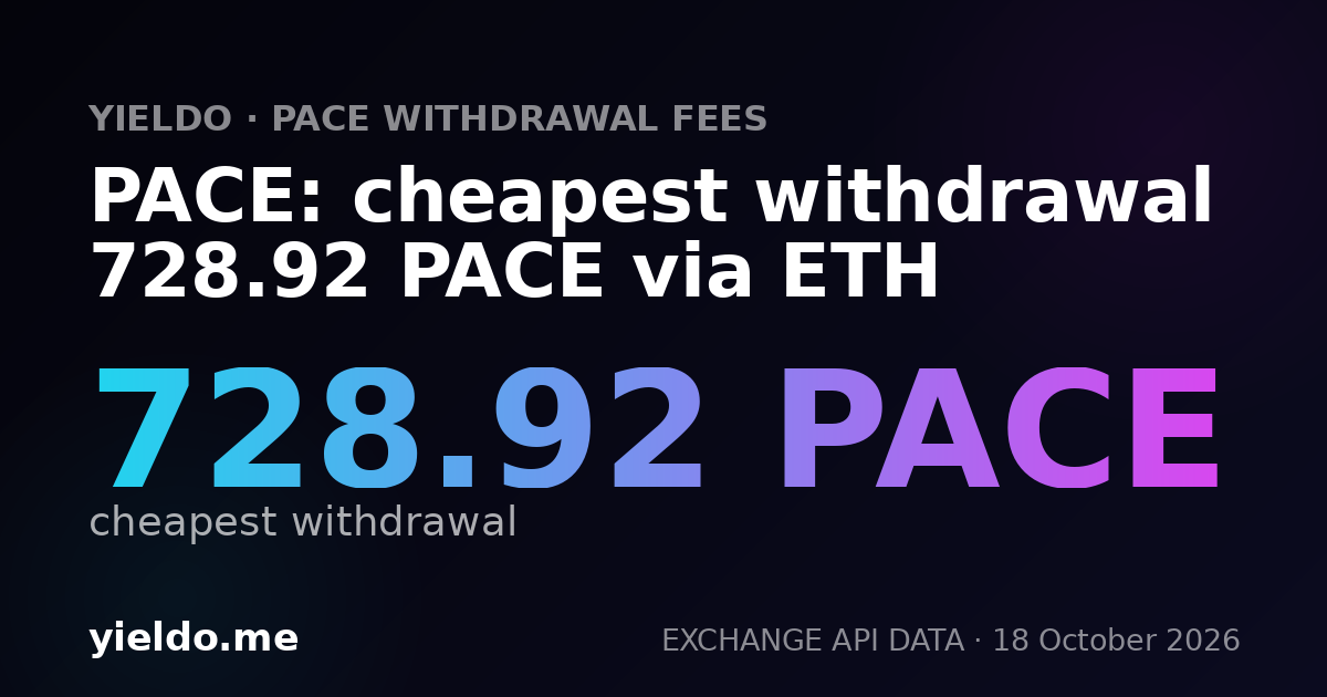 PACE: cheapest withdrawal 728.92 PACE via ETH