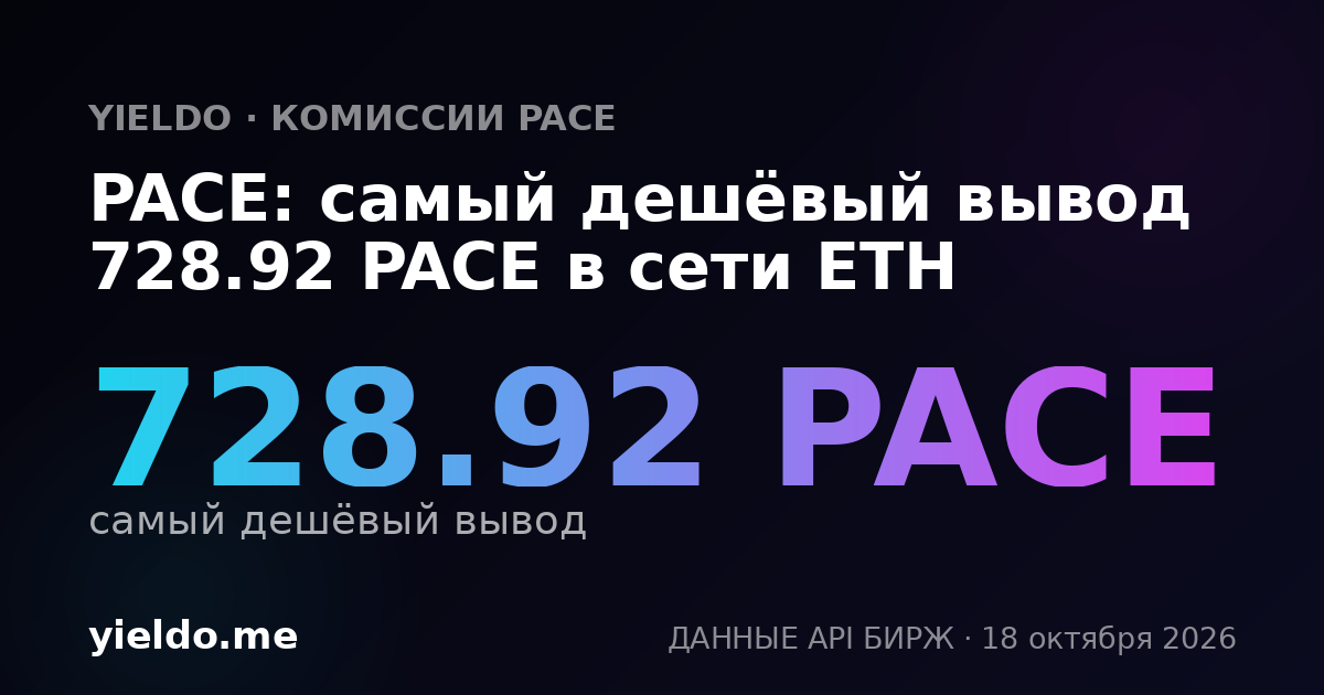 PACE: самый дешёвый вывод 728.92 PACE в сети ETH