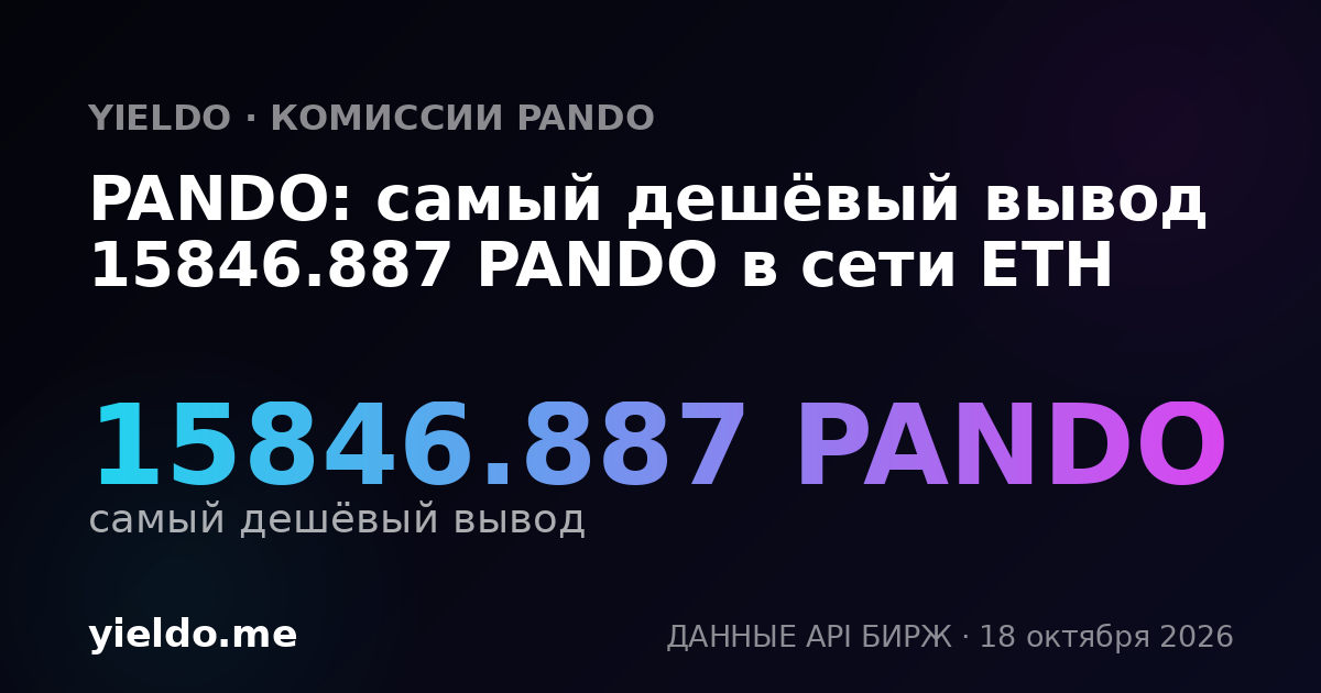 PANDO: самый дешёвый вывод 15846.887 PANDO в сети ETH