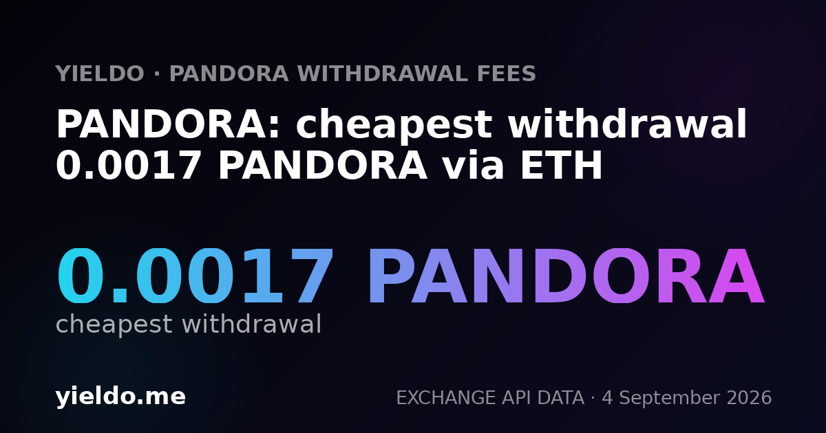 PANDORA: cheapest withdrawal 0.0017 PANDORA via ETH