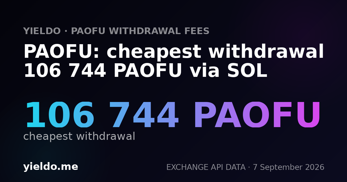 PAOFU: cheapest withdrawal 106 744 PAOFU via SOL