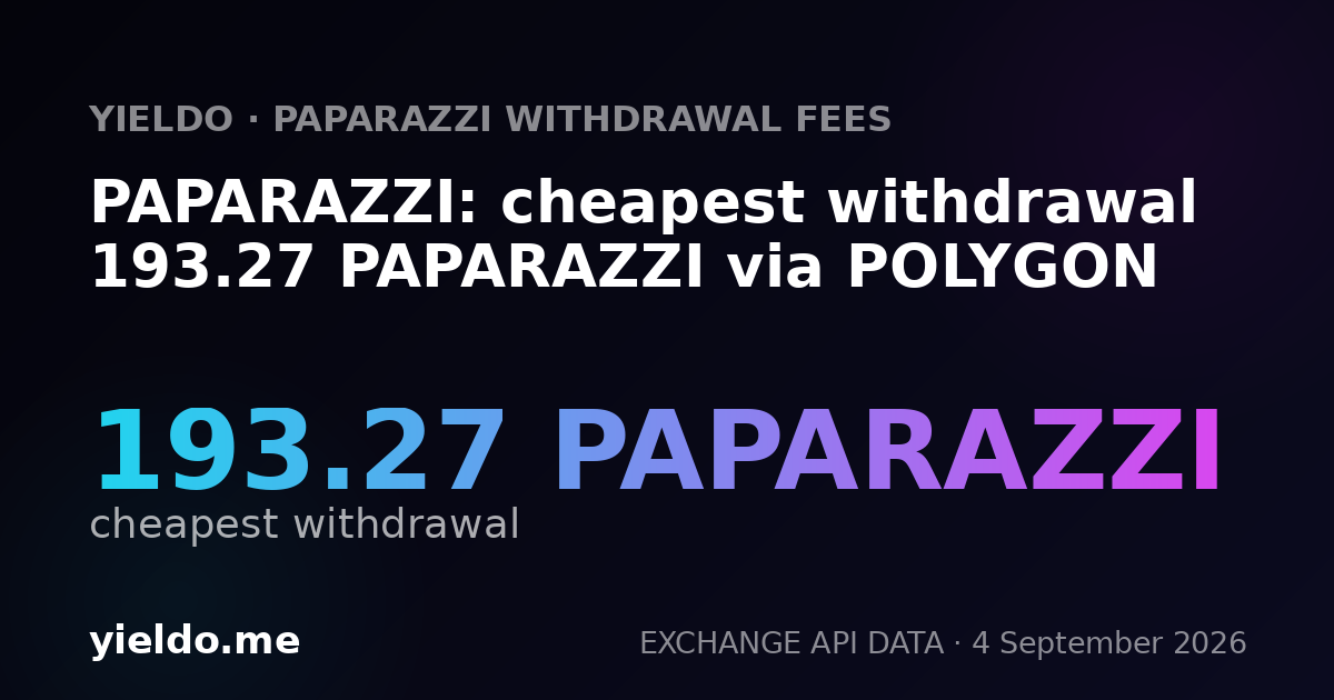 PAPARAZZI: cheapest withdrawal 193.27 PAPARAZZI via POLYGON