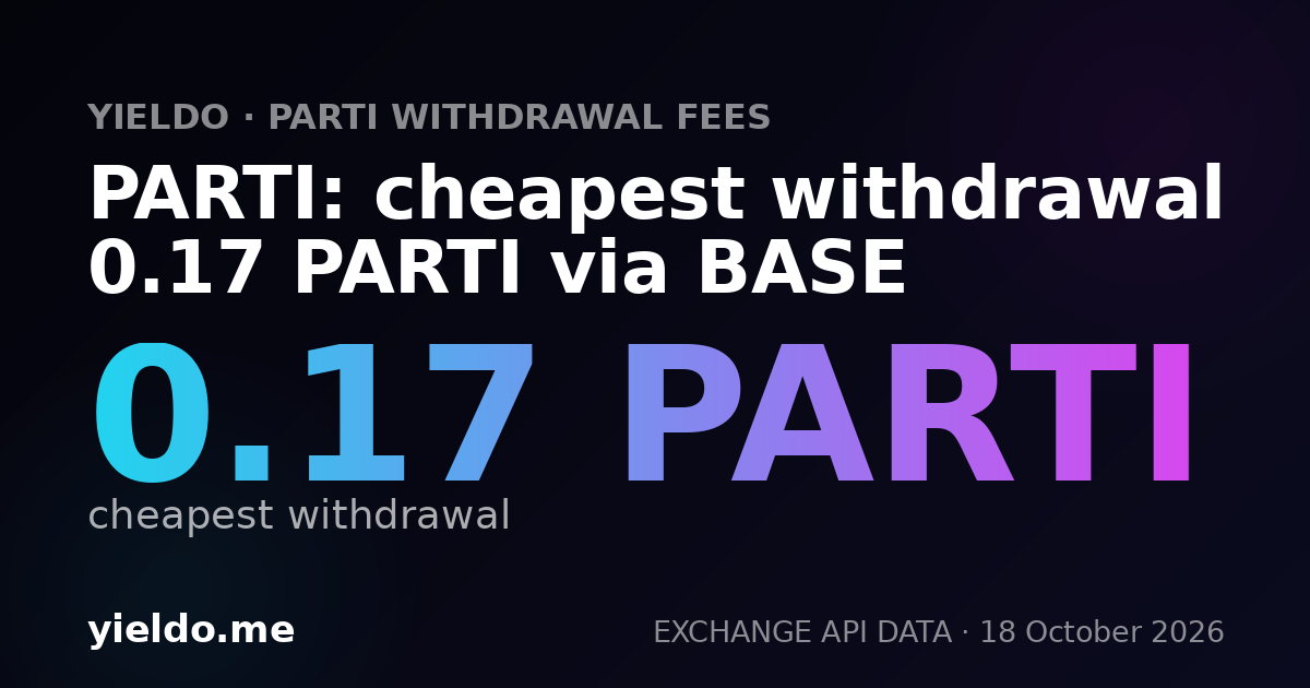 PARTI: cheapest withdrawal 0.17 PARTI via BASE