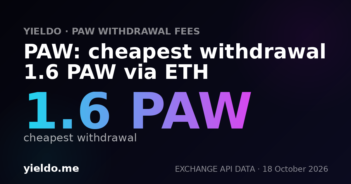 PAW: cheapest withdrawal 1.6 PAW via ETH