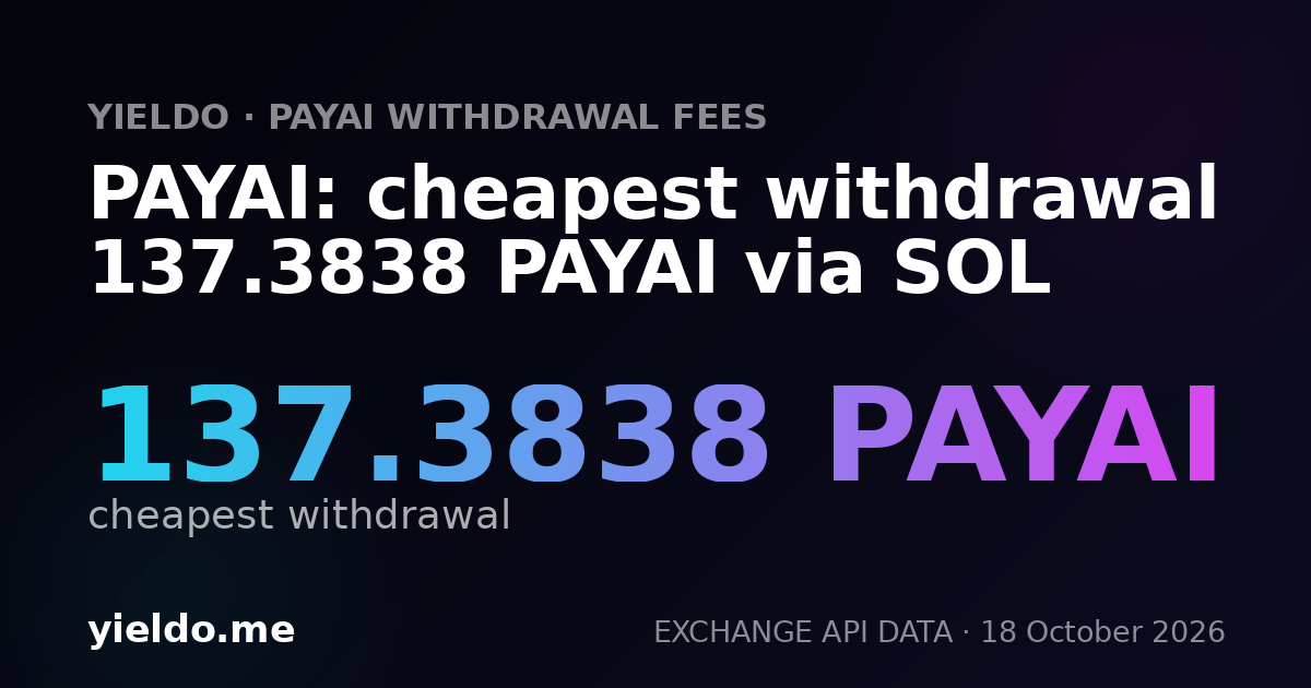 PAYAI: cheapest withdrawal 137.3838 PAYAI via SOL