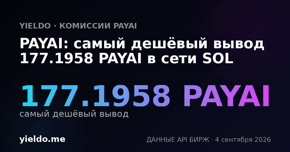 PAYAI: самый дешёвый вывод 177.1958 PAYAI в сети SOL