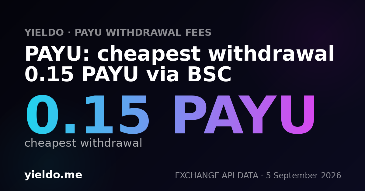 PAYU: cheapest withdrawal 0.15 PAYU via BSC