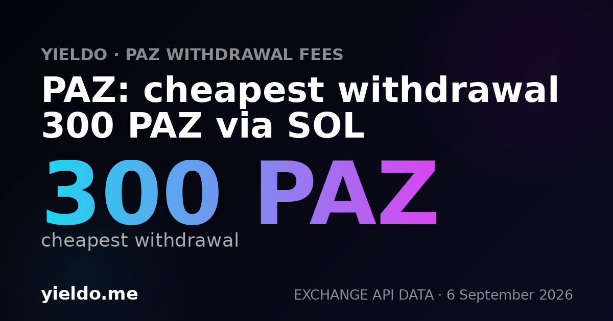 PAZ: cheapest withdrawal 300 PAZ via SOL