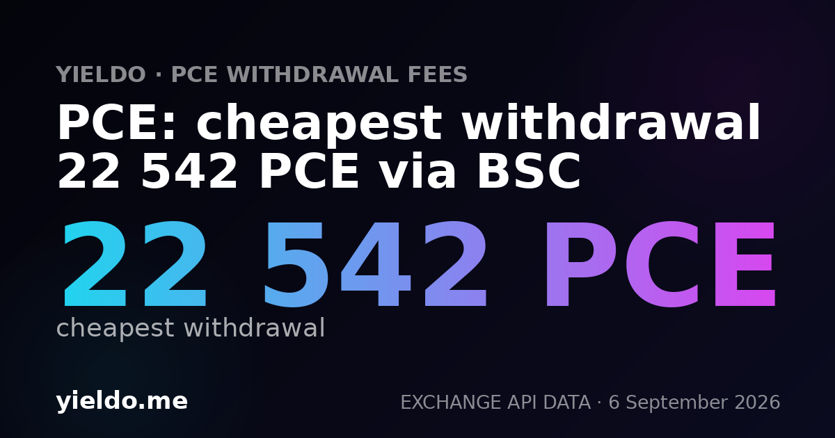 PCE: cheapest withdrawal 22 542 PCE via BSC