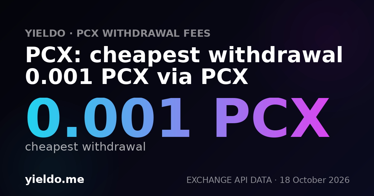 PCX: cheapest withdrawal 0.001 PCX via PCX