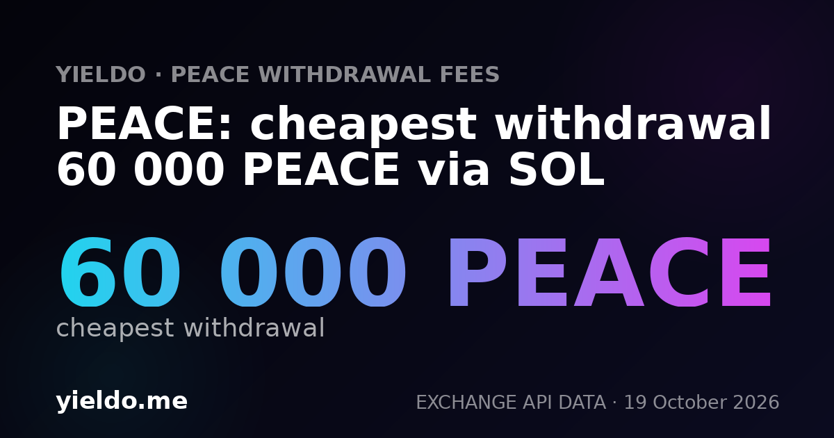 PEACE: cheapest withdrawal 60 000 PEACE via SOL