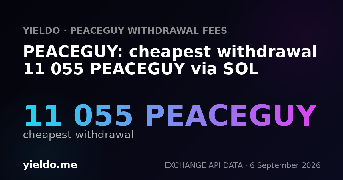 PEACEGUY: cheapest withdrawal 11 055 PEACEGUY via SOL
