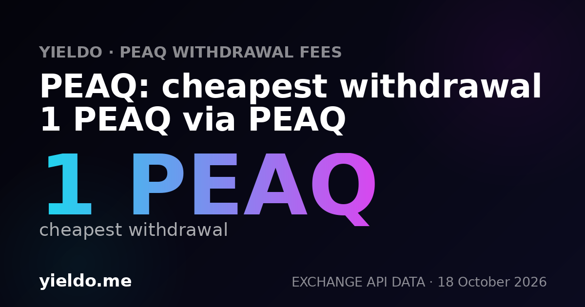 PEAQ: cheapest withdrawal 1 PEAQ via PEAQ
